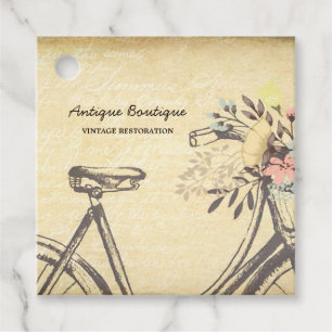 Étiquettes Cadeau Antique Shop Vintage Floral Bicycle