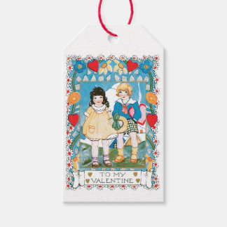 Étiquettes-cadeau Antique Valentine Couple Heart