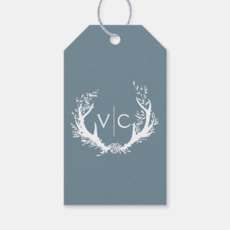 Étiquettes-cadeau Antlers rustiques avec couronne fleurie | Faveur d