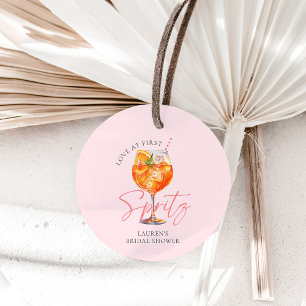 Étiquettes Cadeau Aperol Spritz Rose Pâle Aquarelle pour une Baby Sh