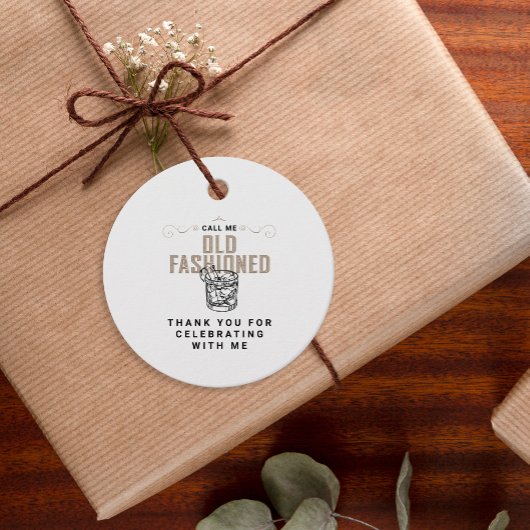 Étiquettes Cadeau Appelez-moi Anniversaire Retro blanc Whiskey Anniv