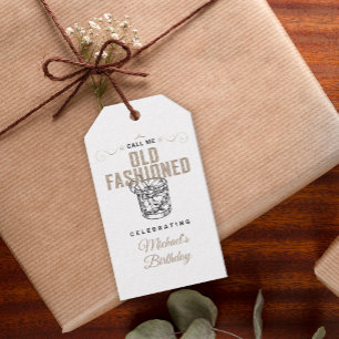 Étiquettes-cadeau Appelle-Moi Whisky Old Fashioned Anniversaire Blan