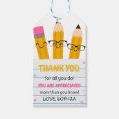 Étiquettes-cadeau Appréciation de l'enseignant au crayon scolaire Fa (Devant)