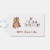 Étiquettes-cadeau Appréciation de l'enseignant Chouette Merci (Dos Horizontal)