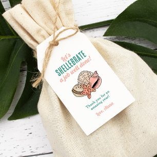 Étiquettes-cadeau Appréciation de l'enseignant d'été Coquillage Merc