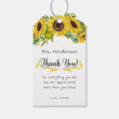 Étiquettes-cadeau Appréciation de l'enseignant du Merci de tournesol (Devant)