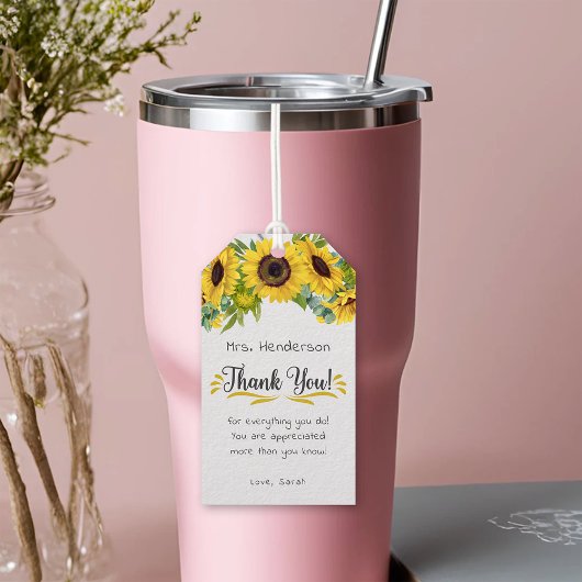 Étiquettes-cadeau Appréciation de l'enseignant du Merci de tournesol