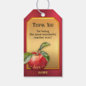 Étiquettes-cadeau Appréciation de l'enseignant Gold Red Apple (Devant)