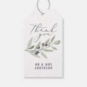 Étiquettes-cadeau Appréciation de mariage botanique d'olive aquarell (Devant)