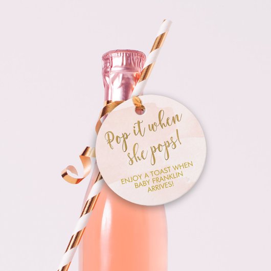 Étiquettes Cadeau Appuyez dessus quand elle pointe Baby shower Favor