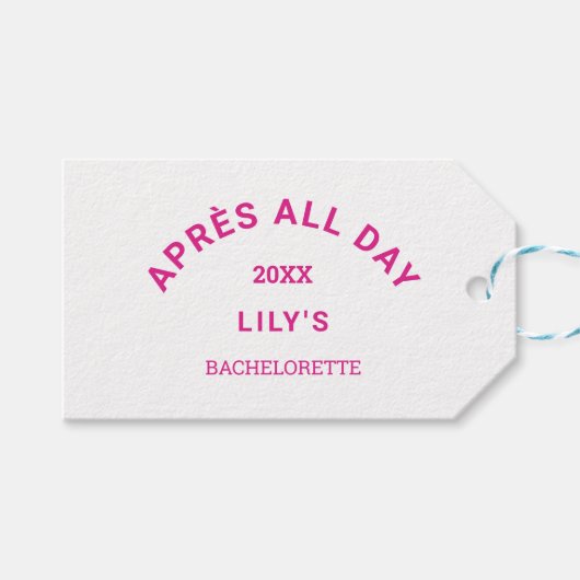Étiquettes-cadeau Après toute la journée Hot rose Bachelorette Ski C (Devant (Horizontal))