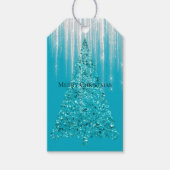Étiquettes-cadeau Aqua Blue Icicles Sparkle Christmas Tree (Devant)