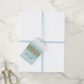 Étiquettes-cadeau Aqua Blue Ombre Gold Glitzy (Avec de laficelle)
