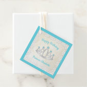 Étiquettes Cadeau Aqua Blue Princess Tiara Anniversaire (En situation)