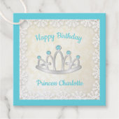 Étiquettes Cadeau Aqua Blue Princess Tiara Anniversaire (Devant)