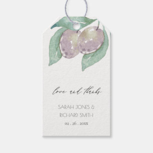 ÉTIQUETTES-CADEAU AQUA BLUE VERT WATERCOLOR FOLIAGE OLIVE MONOGRAMME