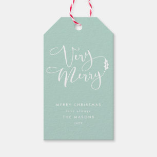Étiquettes-cadeau Aqua Blue Very Merry Christmas Gig Tags