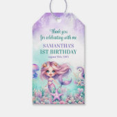 Étiquettes-cadeau Aqua Green violet Petite fille sirène 1er annivers (Devant)