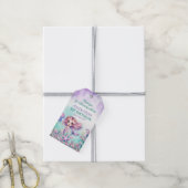 Étiquettes-cadeau Aqua Green violet Petite fille sirène 1er annivers (Avec de la ficelle)