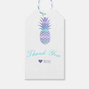 Étiquettes-cadeau Aqua Sarcelle & Violet Ananas Tropical Chic Soirée