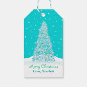 Étiquettes-cadeau Aqua Turquoise clair Décoré Noël (Dos)