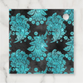 Étiquettes Cadeau Aquamarine Gemstone Damask (Dos)