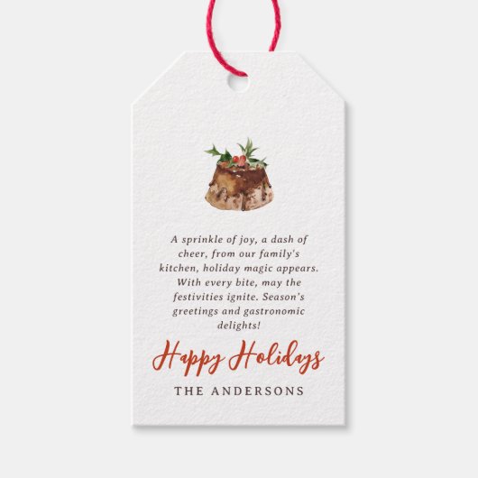 Étiquettes-cadeau Aquarcouleur Noël Pâté de gâteau (Devant)