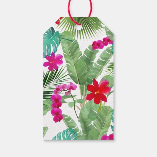 Étiquettes-cadeau Aquarelle à impression tropicale chic (Dos)