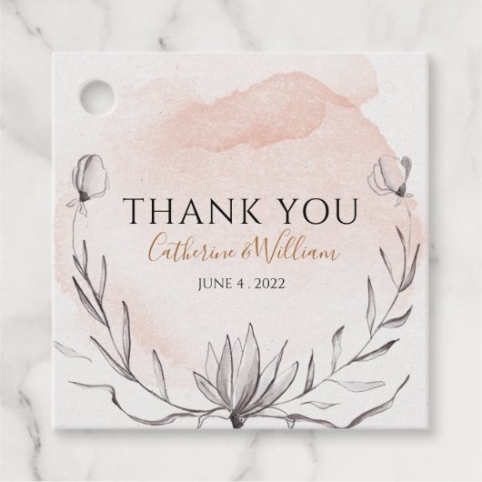 Étiquettes Cadeau Aquarelle à laine florale (Devant)