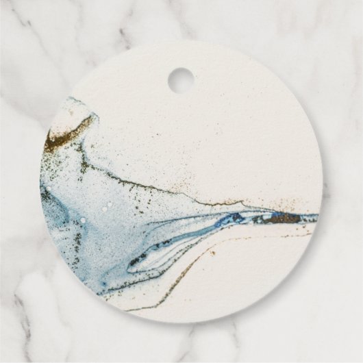 Étiquettes Cadeau Aquarelle Abstraite Blue Gold Mariage de plage (Dos)