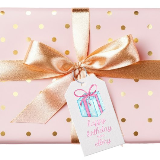 Étiquettes-cadeau Aquarelle Anniversaire Présentations & Confetti