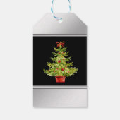 Étiquettes-cadeau Aquarelle Arbre de Noël, Noir, Argent (Dos)