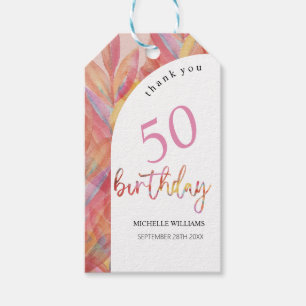 Étiquettes-cadeau Aquarelle artistique de fête tropicale rose