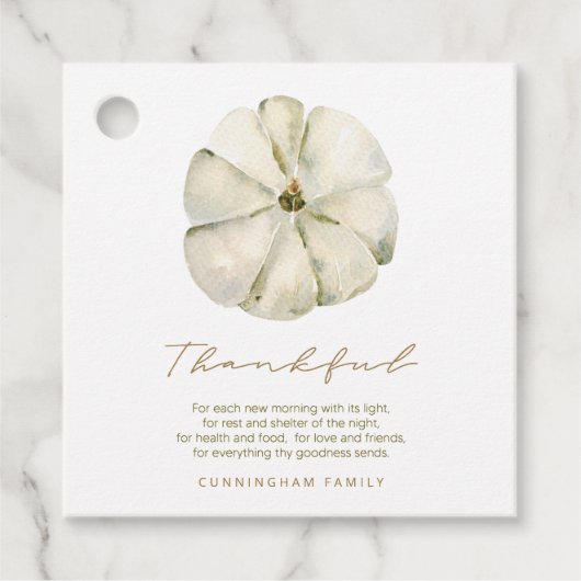 Étiquettes Cadeau Aquarelle Automne Citrouille Thanksgiving Thanksgi (Devant)