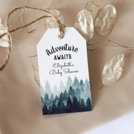 Étiquettes-cadeau Aquarelle aventure Baby shower forestier rustique
