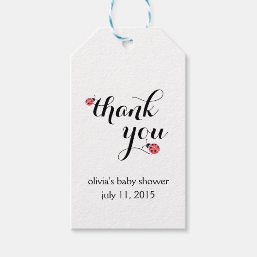 Étiquettes-cadeau Aquarelle Baby shower Ladybug Favoriser les balise (Devant)