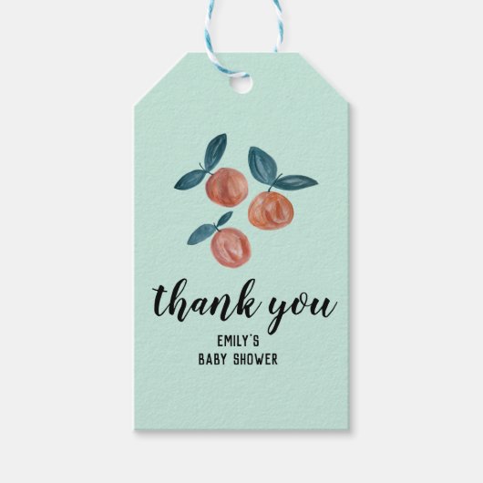 Étiquettes-cadeau Aquarelle baby shower pêche faveurs (Devant)