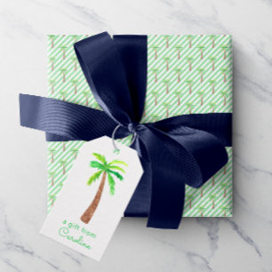 Étiquettes-cadeau Aquarelle Baies vertes Palmiers