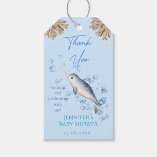 Étiquettes-cadeau Aquarelle bébé garçon Narwhal & bulles Stars Favor