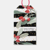 Étiquettes-cadeau Aquarelle Berries Or Black Joyeux vacances (Devant)