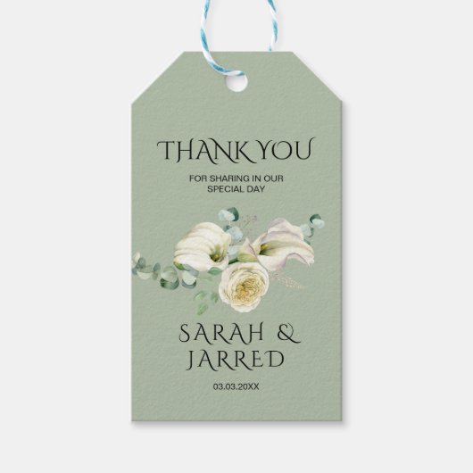 Étiquettes-cadeau Aquarelle Blanc Calla Lilies (Devant)