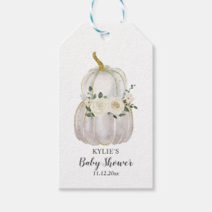 Étiquettes-cadeau Aquarelle Blanc Citrouille Thanksgiving Baby showe