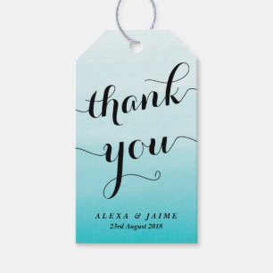 Étiquettes-cadeau Aquarelle bleu clair Ombre Merci