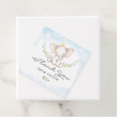 Étiquettes Cadeau Aquarelle Bleu Cute Bébé Eléphant Merci (En situation)