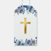 Étiquettes-cadeau Aquarelle bleu Fleurs en première communion espagn (Dos)