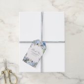 Étiquettes-cadeau Aquarelle bleu foncé Fleurs élégantes (Avec de la ficelle)