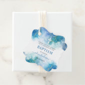 Étiquettes Cadeau Aquarelle bleu moderne Boy Baptême Merci (En situation)