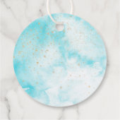 Étiquettes Cadeau Aquarelle bleue Croix or Baptême Merci Favor (Dos)