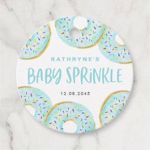 Étiquettes Cadeau Aquarelle bleue Donuts Baby Sprinkle Merci
