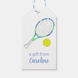 Étiquettes-cadeau Aquarelle Blue et Green Tennis Personnalisé